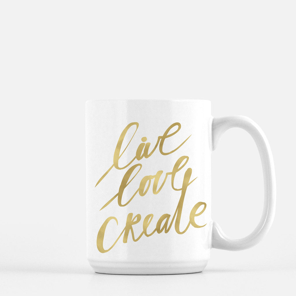 Inspired to Create | Live Love Create Mug with Metallic Imprint